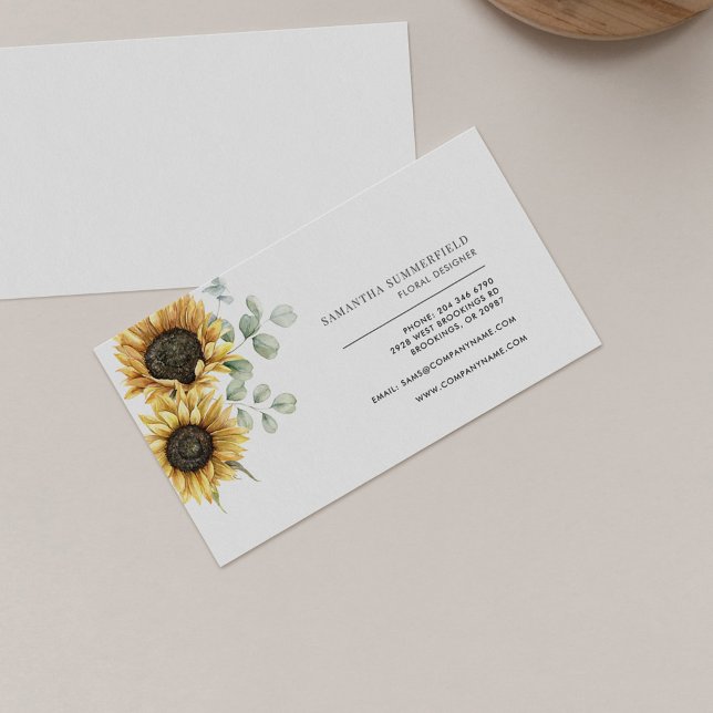 Sunflower Eucalyptus Greenery Florist Business Card (Sunflower Floral Greenery Florist Business Card)