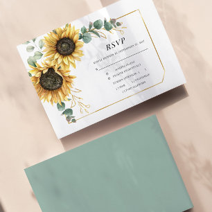 Sunflower Eucalyptus Greenery Geometric Gold RSVP