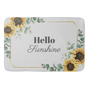 Sunflower Eucalyptus Greenery Geometric Script Bath Mat