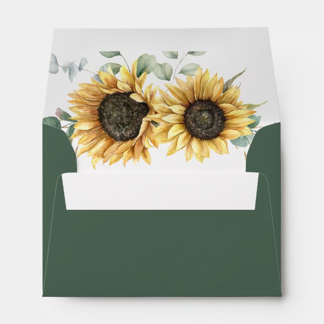 Sunflower Eucalyptus Greenery Return Address Envelope (Back (Bottom))