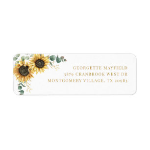 Sunflower Eucalyptus Greenery Return Address Label