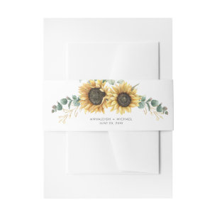 Sunflower Eucalyptus Greenery Wedding Invitation Belly Band