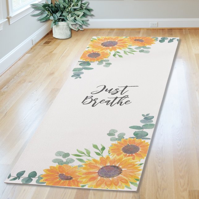 Sunflower Eucalyptus Greenery Yoga Quote Mat (Creator Uploaded)