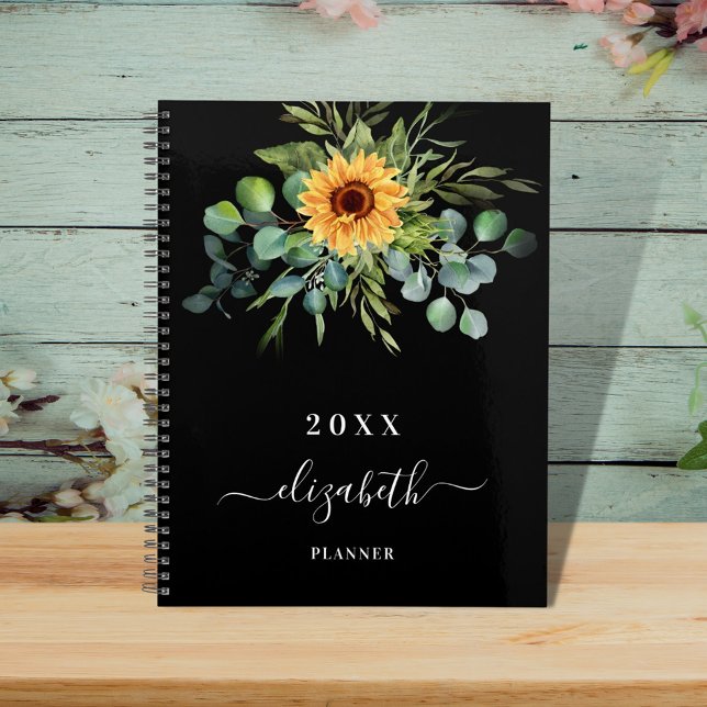 Sunflower eucalyptus greenry black name 2026 planner (Creator Uploaded)