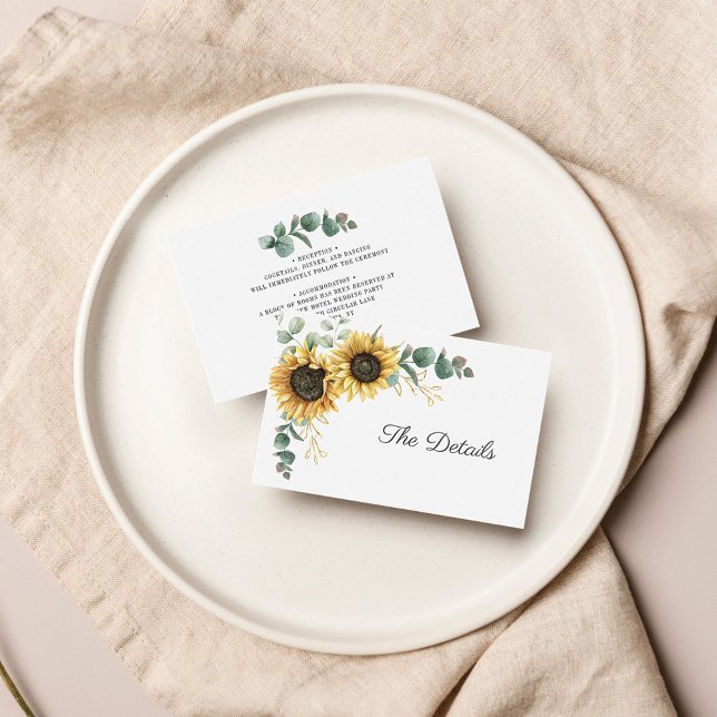 Sunflower Eucalyptus Leaves Wedding Enclosure Card (Creator Uploaded)