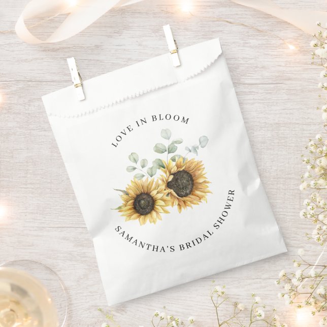 Sunflower Eucalyptus Love in Bloom Bridal Shower Favour Bag (Clipped)