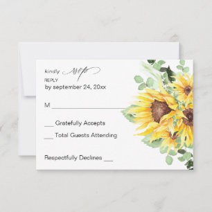 Sunflower & Eucalyptus MOD Floral no Meal RSVP Card