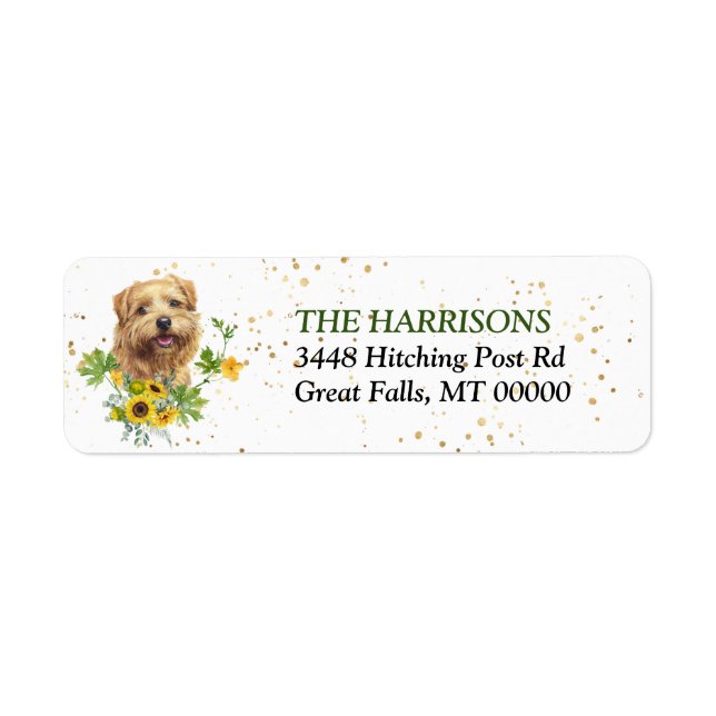 Sunflower Eucalyptus Norfolk Terrier Return Address Label (Front)