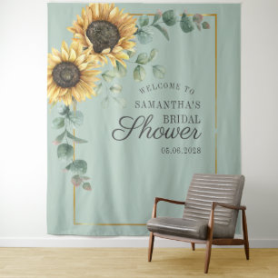Sunflower Eucalyptus Photo Booth Backdrop Floral Tapestry