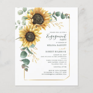 Sunflower Eucalyptus Photo Engagement Invitation