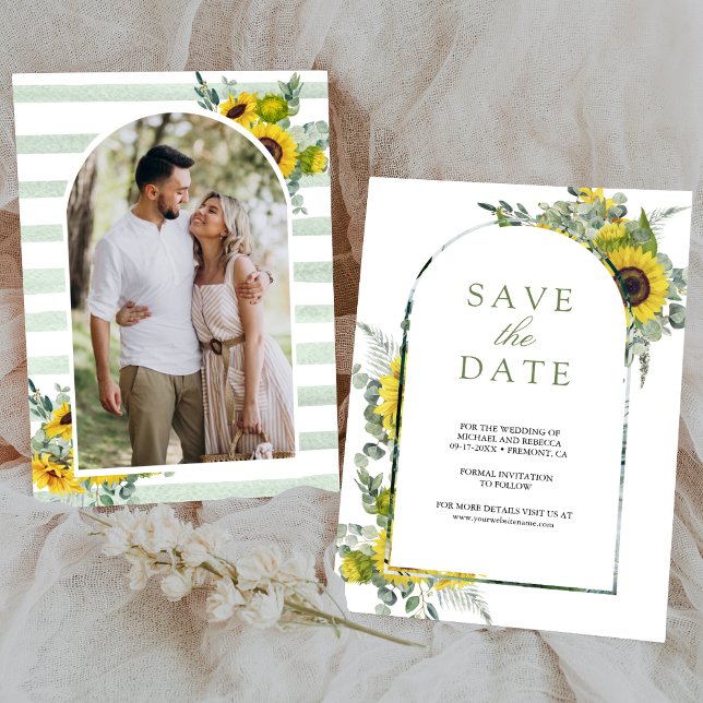 Sunflower Eucalyptus Photo Wedding Save The Date (Creator Uploaded)