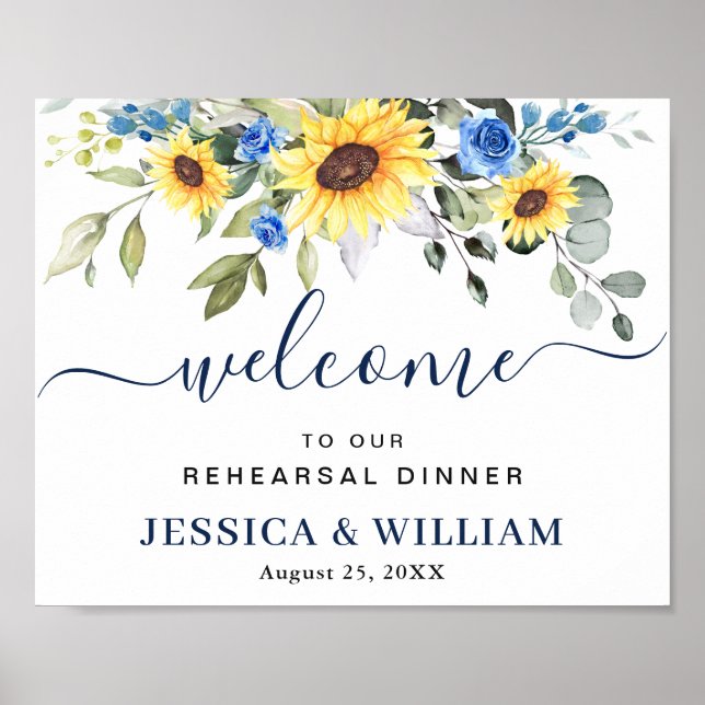 Sunflower Eucalyptus REHEARSAL DINNER Welcome Sign (Front)
