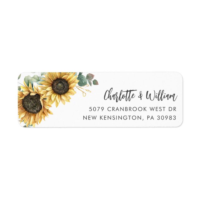 Sunflower Eucalyptus Return Address Label (Front)