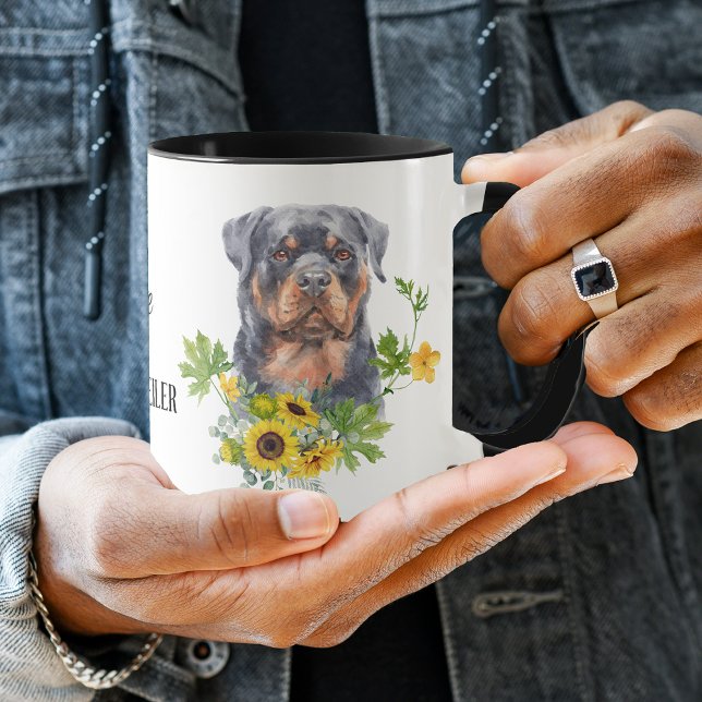 Sunflower Eucalyptus Rottweiler Dog Mug (Creator Uploaded)