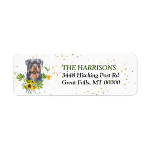 Sunflower Eucalyptus Rottweiler Return Address Label