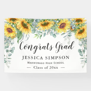 Sunflower Eucalyptus Rustic Graduation Graduate Banner