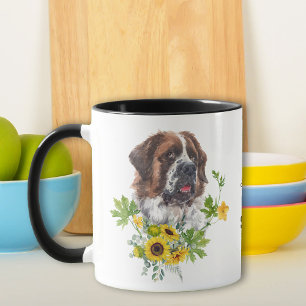 Sunflower Eucalyptus Saint Bernard Dog Mug