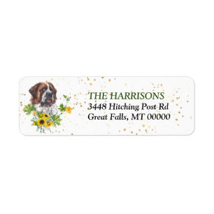 Sunflower Eucalyptus Saint Bernard Return Address Return Address Label