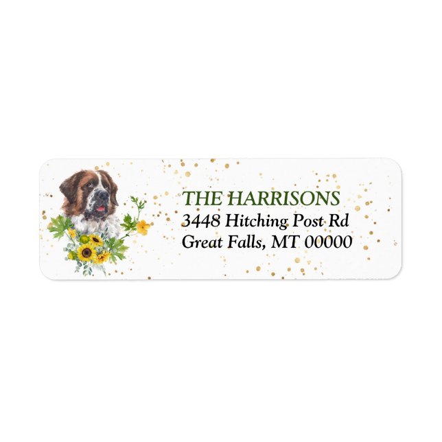 Sunflower Eucalyptus Saint Bernard Return Address Return Address Label (Front)