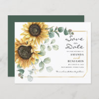 Sunflower Eucalyptus Save The Date Announcement