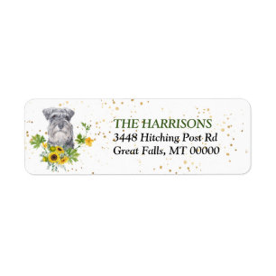 Sunflower Eucalyptus Schnauzer Return Address Label