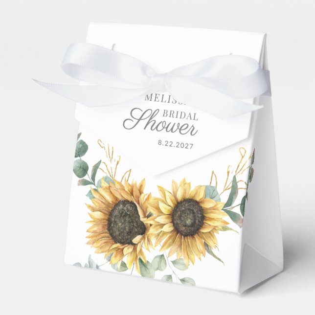 Sunflower Eucalyptus Script Bridal Shower Favour Box (Front Side)