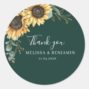 Sunflower Eucalyptus Thank You Favor Classic Round Sticker