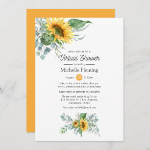 Sunflower Eucalyptus Virtual Baby or Bridal Shower Invitation