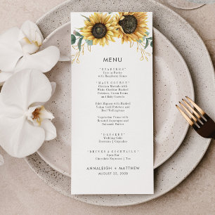 Sunflower Eucalyptus Watercolor Botanical Wedding Menu