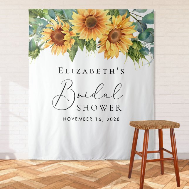 Sunflower Eucalyptus Watercolor Bridal Shower Tapestry (Creator Uploaded)