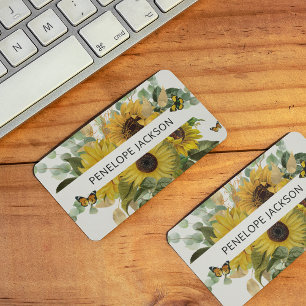 Sunflower & Eucalyptus Watercolor Professional Business Card