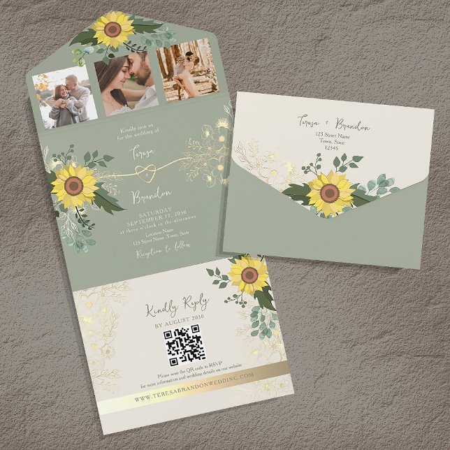 Sunflower Eucalyptus Wedding All-in-One Invitation (Creator Uploaded)