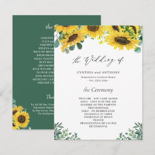 Sunflower Eucalyptus Wedding Ceremony Program