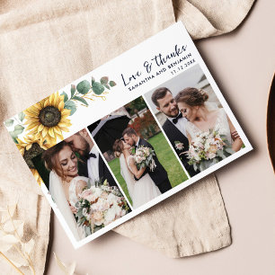 Sunflower Eucalyptus Wedding Day Photos Thank You Card
