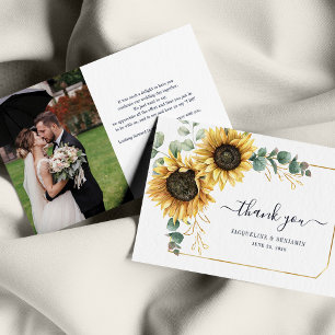 Sunflower Eucalyptus Wedding Floral Thank You Card