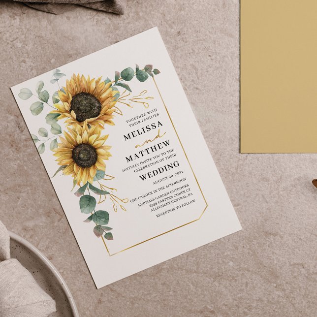 Sunflower Eucalyptus Wedding Invitation (Creator Uploaded)