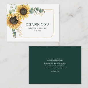 Sunflower Eucalyptus Wedding Thank You Card