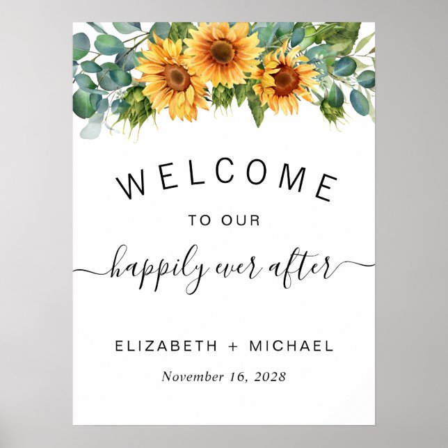 Sunflower Eucalyptus Wedding Welcome Poster (Front)