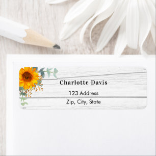 Sunflower eucalyptus white wood return address return address label