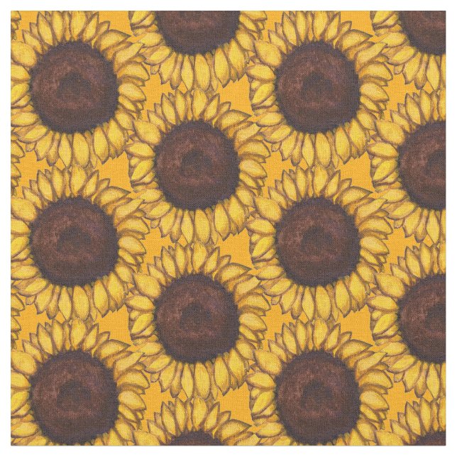 Sunflower Fabric Sunflower Fabric Cotton or Poly (Close Up)