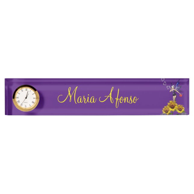 Sunflower Fairy Desk Nameplate (Front)