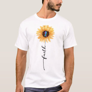 Sunflower Faith Blue Purple Suicide Prevention Awa T-Shirt