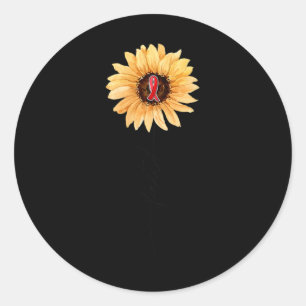 Sunflower FAITH Burgundy Ribbon Brain Aneurysm Awa Classic Round Sticker