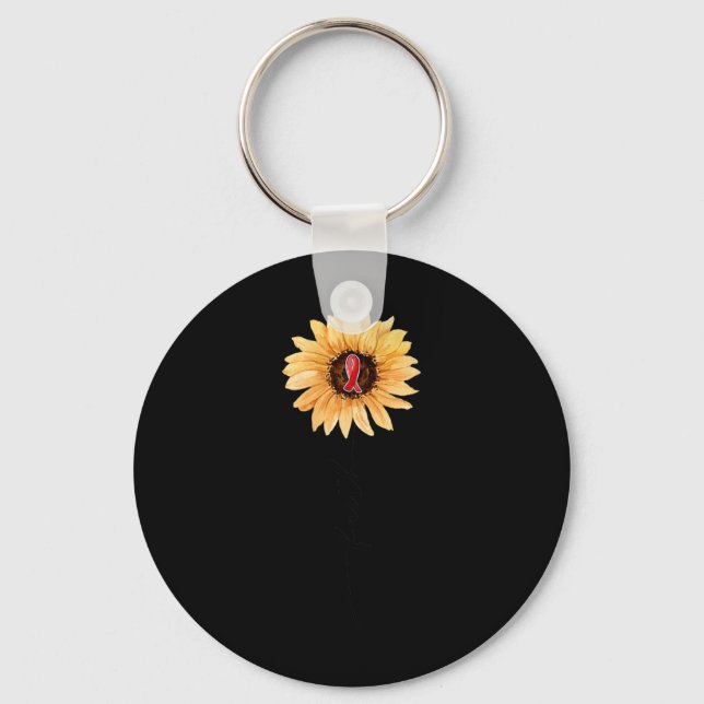 Sunflower FAITH Burgundy Ribbon Brain Aneurysm Awa Key Ring (Front)