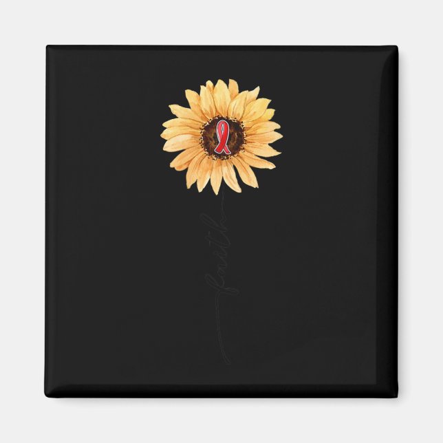 Sunflower FAITH Burgundy Ribbon Brain Aneurysm Awa Magnet (Front)