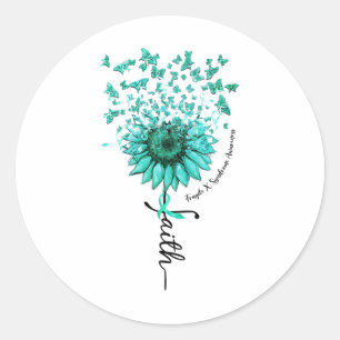 Sunflower Faith Butterfly Fragile X Syndrome Aware Classic Round Sticker