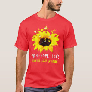Sunflower Faith Hope Love Childhood Cancer Awarene T-Shirt