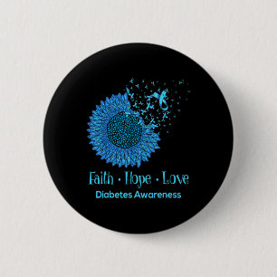 Sunflower Faith Hope Love Diabetes Awareness Diabe 6 Cm Round Badge
