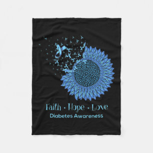 Sunflower Faith Hope Love Diabetes Awareness Diabe Fleece Blanket