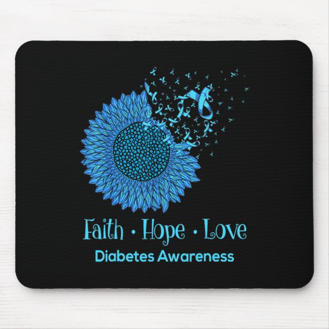 Sunflower Faith Hope Love Diabetes Awareness Diabe Mouse Pad (Front)